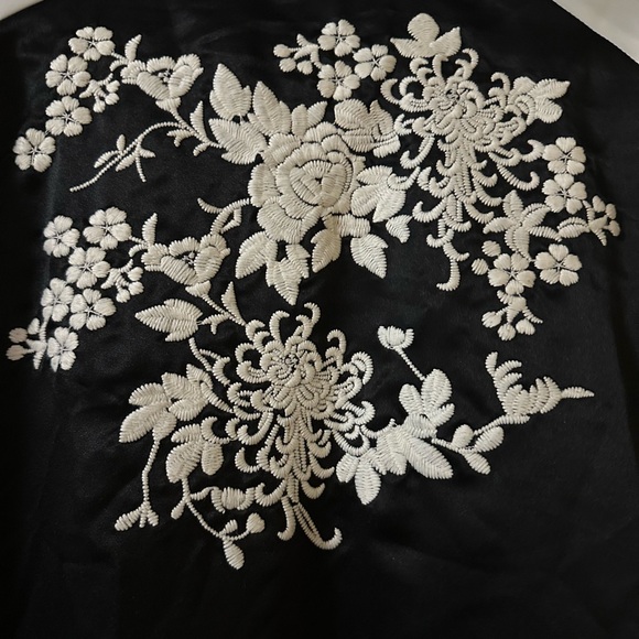 Floral Embroidered Black and White Women's Jacket - Picture 3 of 3
